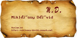 Miklóssy Dávid névjegykártya